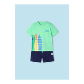 Mayoral Boys Green T-shirt and Navy Shorts Set